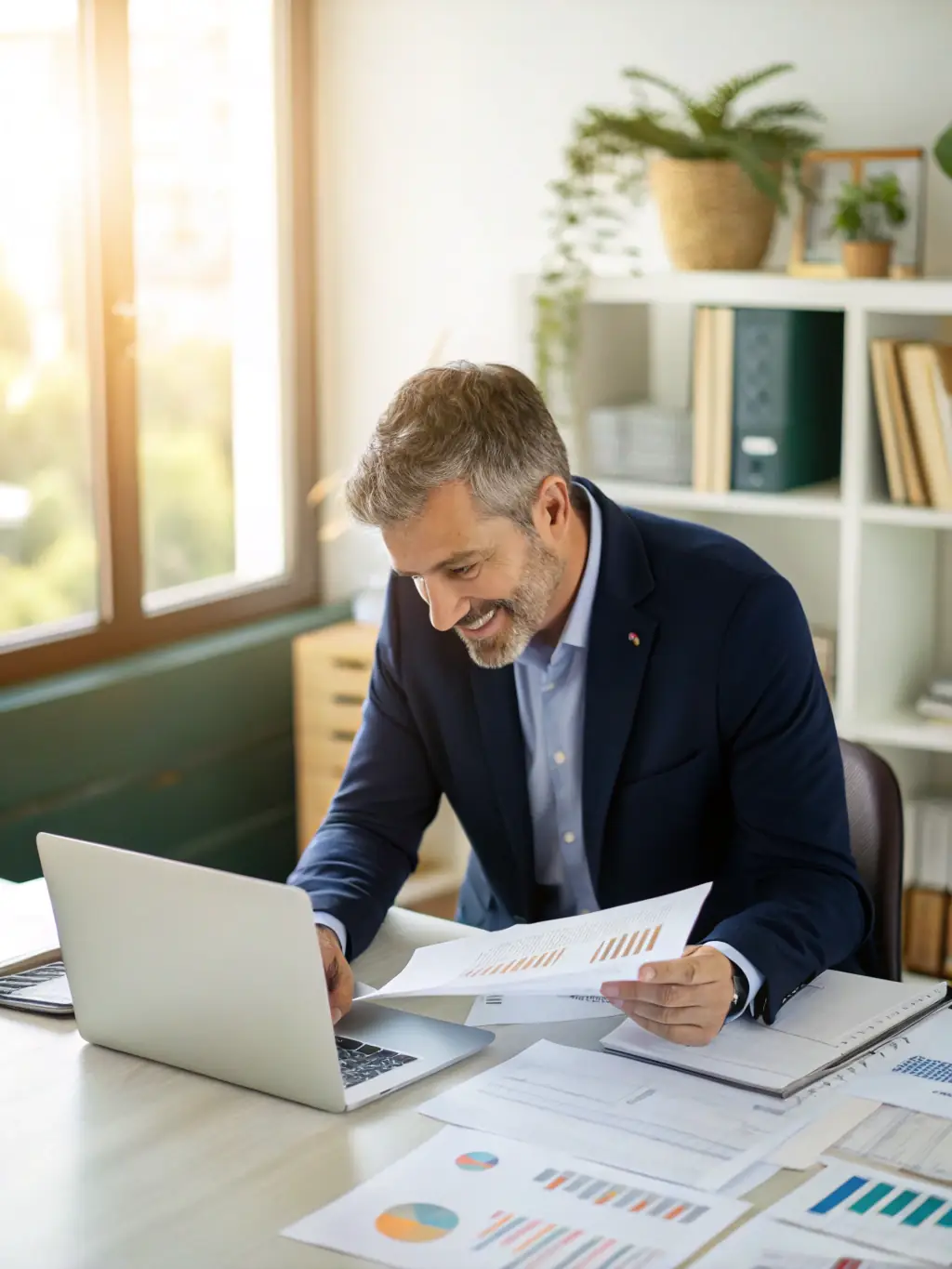 An image of a financial analyst reviewing charts and financial reports on a computer screen, representing financial planning and analysis services for automotive companies.